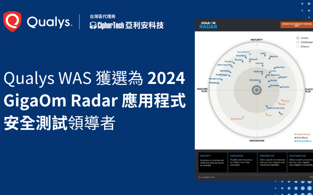 Qualys 網站弱點掃描服務(WAS) 獲選為 2024 GigaOm Radar 應用程式安全測試領導者